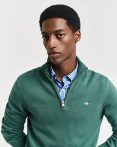 GANT  - Casual Cotton Half-Zip Sweater In Woody Green 8030170 318