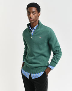 GANT  - Casual Cotton Half-Zip Sweater In Woody Green 8030170 318