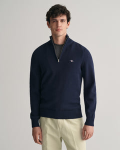 GANT  - Casual Cotton Half-Zip Sweater In Evening Blue 8030170 433