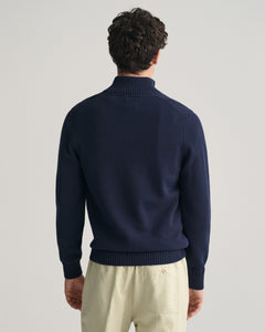 GANT  - Casual Cotton Half-Zip Sweater In Evening Blue 8030170 433