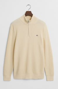 GANT - Textured Cotton Half-Zip Sweater in Cream 8030249 130