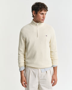 GANT - Textured Cotton Half-Zip Sweater in Cream 8030249 130