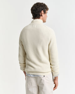 GANT - Textured Cotton Half-Zip Sweater in Cream 8030249 130