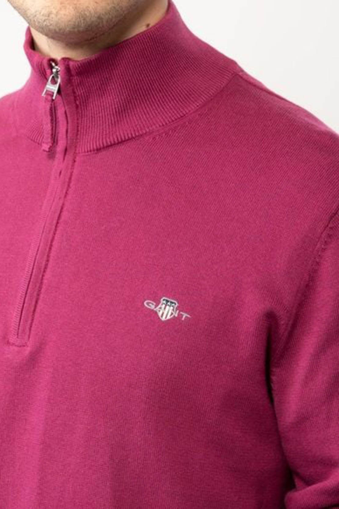 GANT - Classic Cotton Half-Zip Sweater In Beautyberry Purple 8030564 550