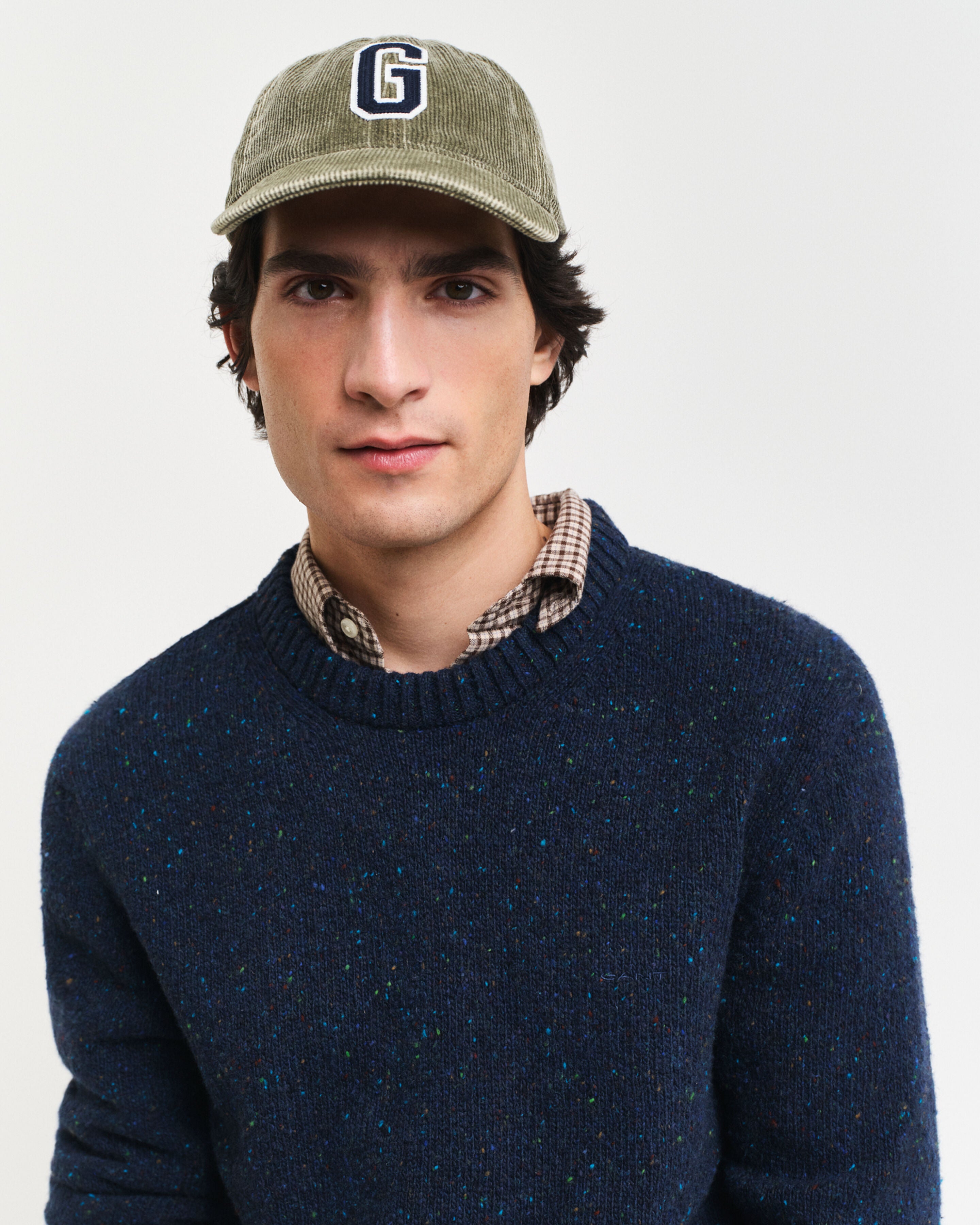 GANT - Wool Neps Crew Neck Sweater In Evening Blue 8040200 433