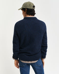 GANT - Wool Neps Crew Neck Sweater In Evening Blue 8040200 433