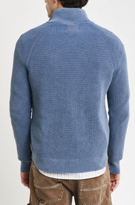 GANT - Washed Ribbed Half-Zip Sweater in Vintage Blue 8050215 442