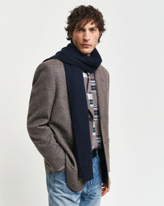 GANT - Knitted Fine Wool Scarf in Evening Blue 9920231 433