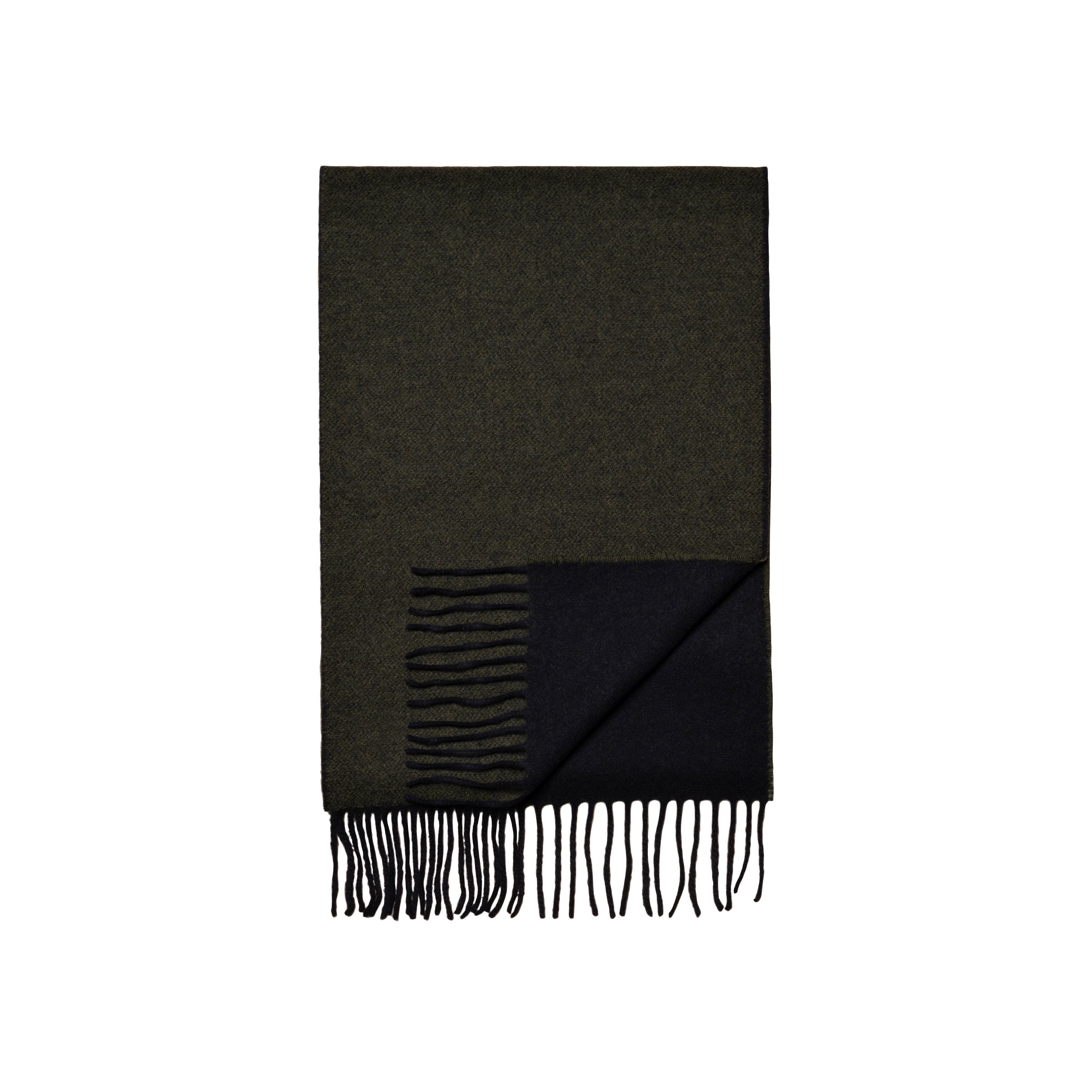 ETON - Dark Green and Navy Two-Side Wool Scarf A0003383268