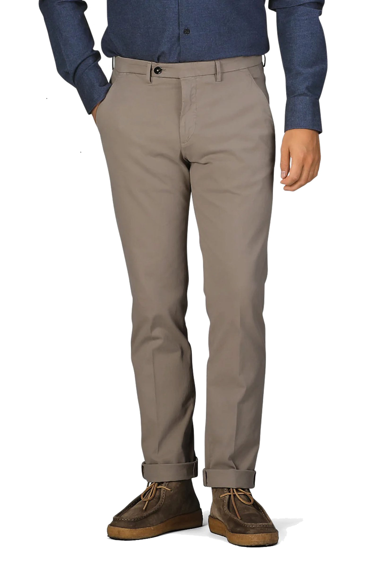 BRIGLIA 1949 - Taupe Slim Leg Stretch Twill Cotton Blend Chinos BG62 424070 036