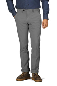 BRIGLIA 1949 - Grey Slim Leg Stretch Twill Cotton Blend Chinos BG62 424070 070