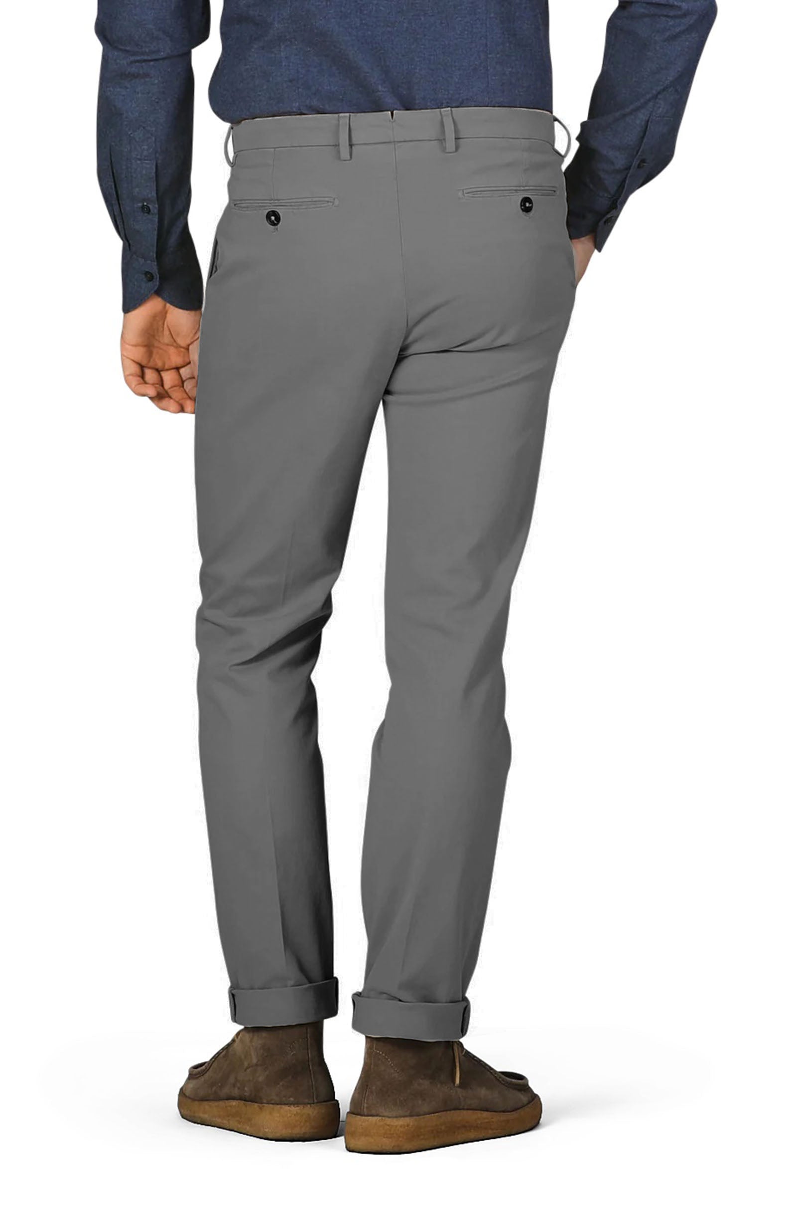 BRIGLIA 1949 - Grey Slim Leg Stretch Twill Cotton Blend Chinos BG62 424070 070