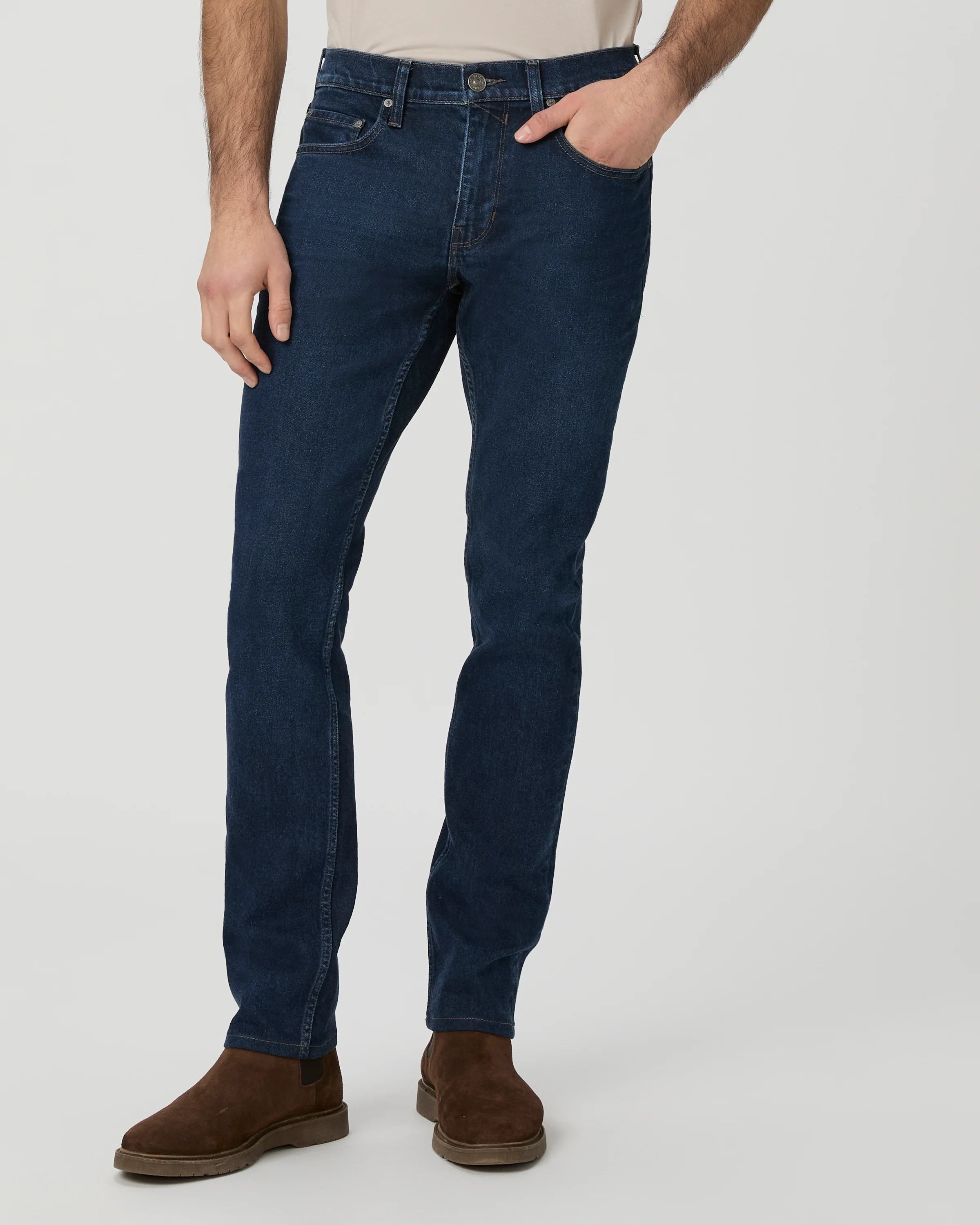 PAIGE - LENNOX - BRENIGAN Dark Blue Washed Denim Slim Fit Jeans M653O10-B959