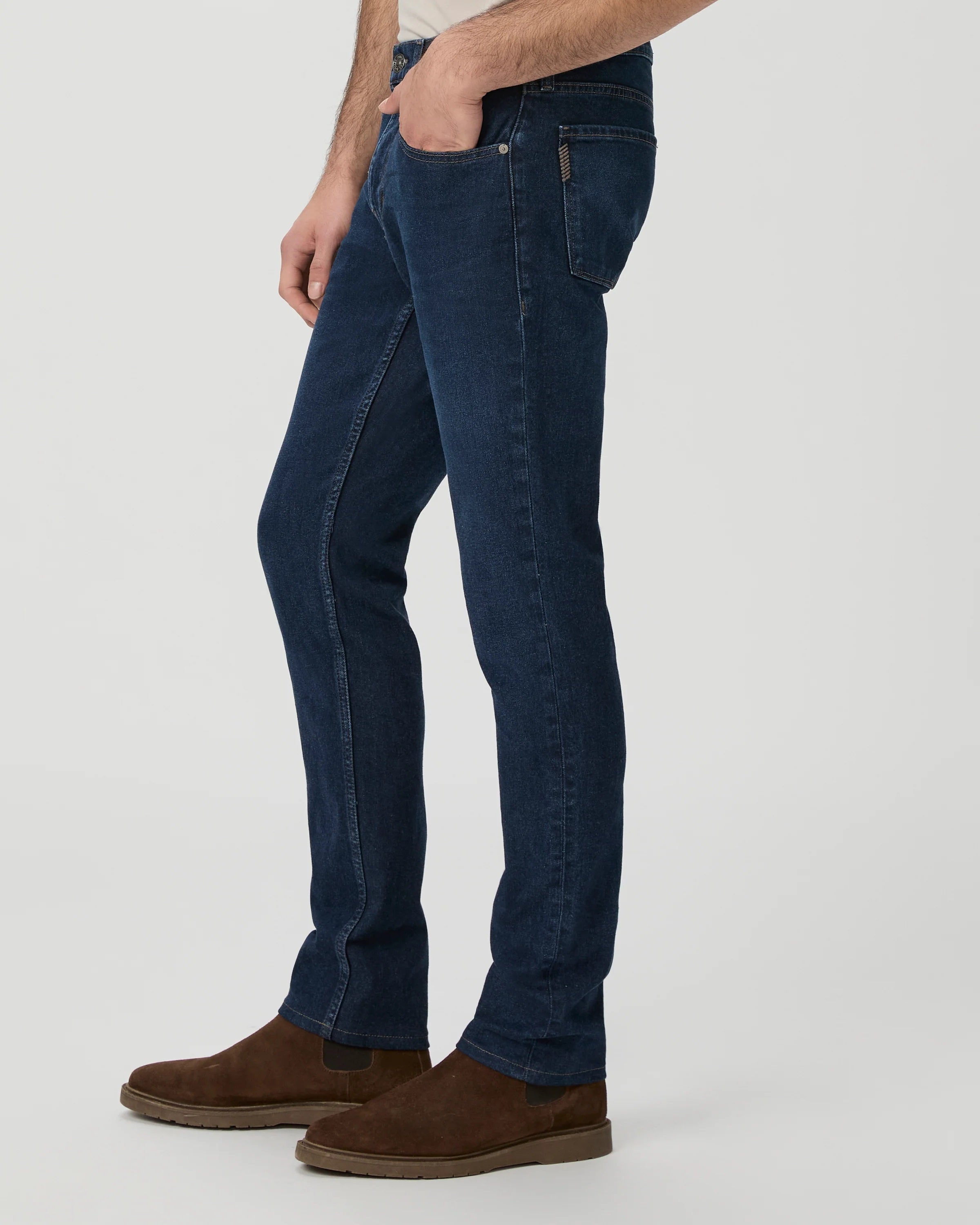 PAIGE - LENNOX - BRENIGAN Dark Blue Washed Denim Slim Fit Jeans M653O10-B959