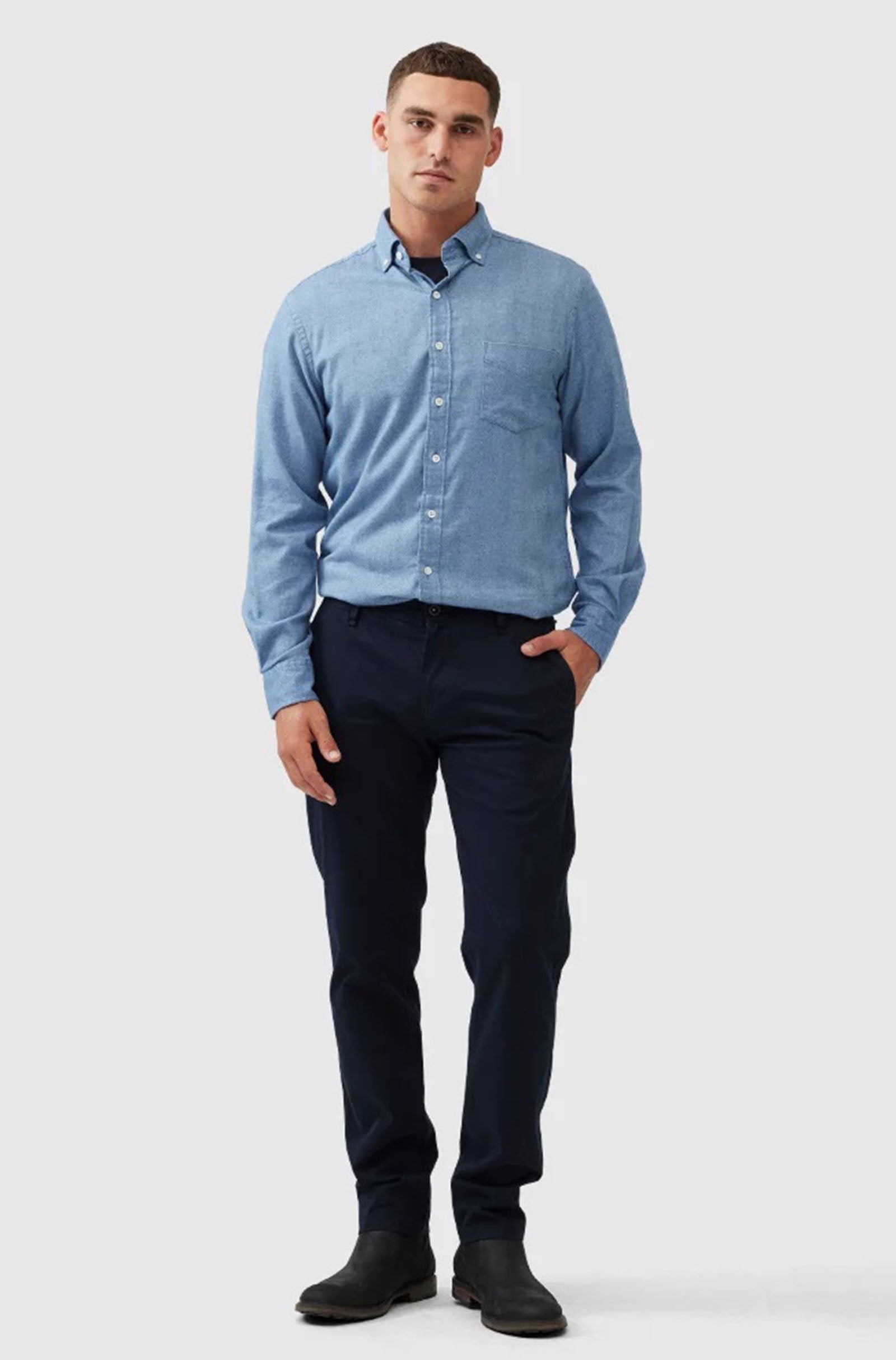 RODD & GUNN - BARRHILL Sports Fit Shirt in Chambray Blue 006841-12