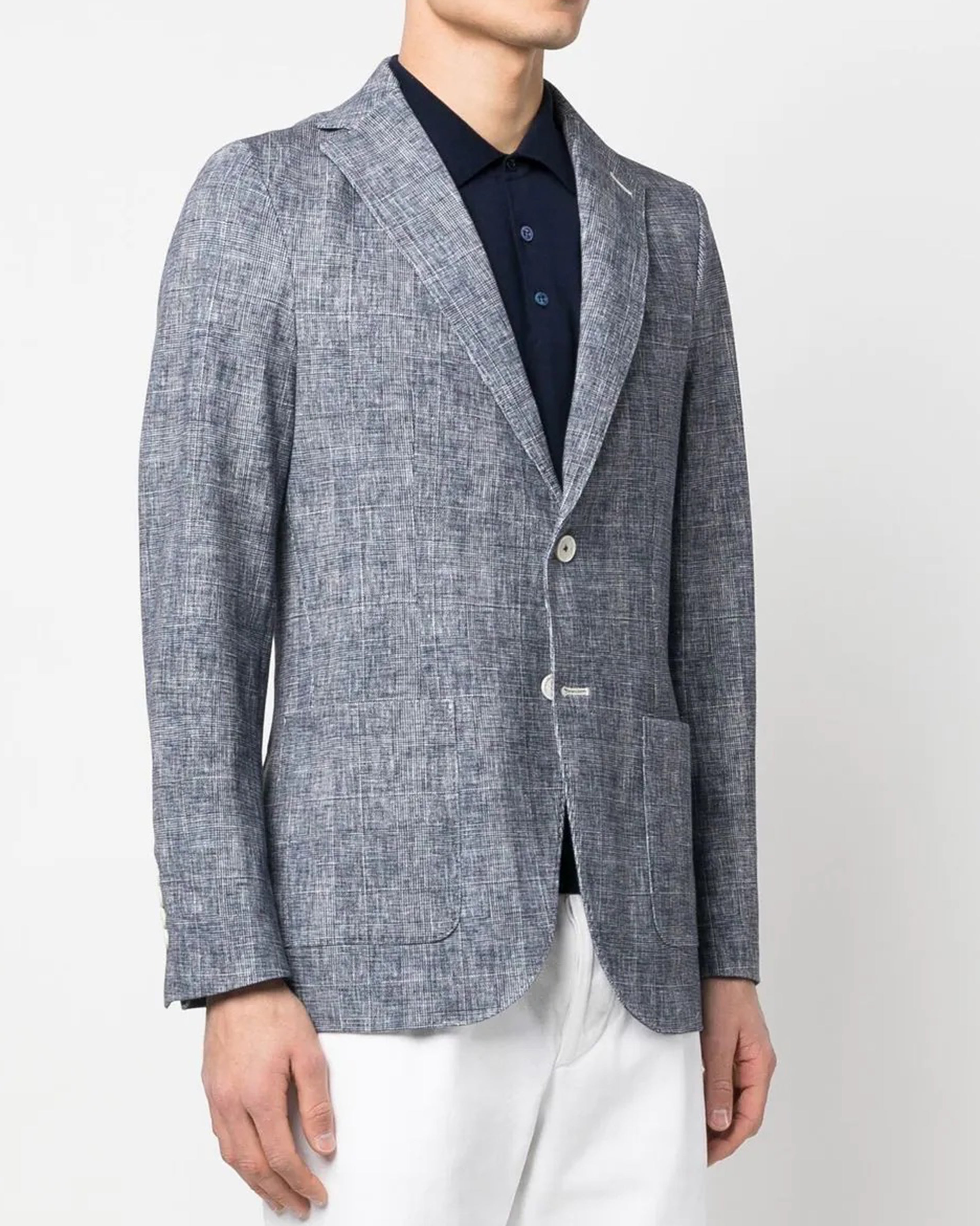 CIRCOLO 1901 - Blue Check Cotton Stretch 2 Button Jacket CN3947