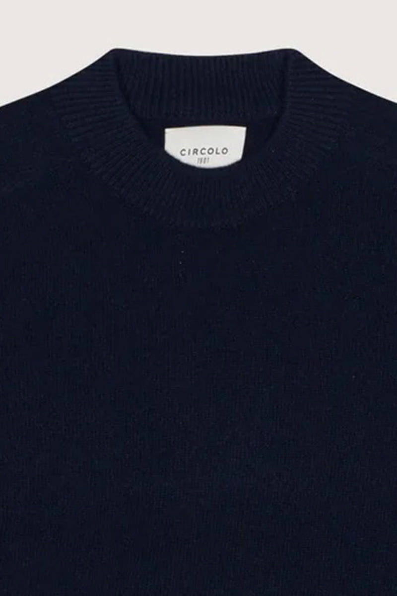 CIRCOLO 1901 - Navy Blue Turtle Neck Sweater in Wool and Alpaca Blend ...