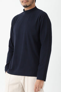 CIRCOLO 1901 - CN4475 Cashmere Touch HIGN NECK Long Sleeved T-Shirt In Navy Blue