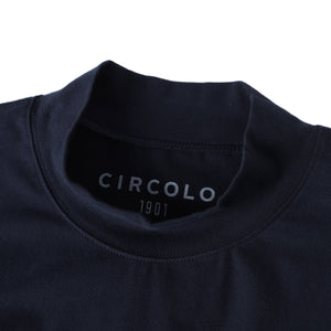 CIRCOLO 1901 - CN4475 Cashmere Touch HIGN NECK Long Sleeved T-Shirt In Navy Blue