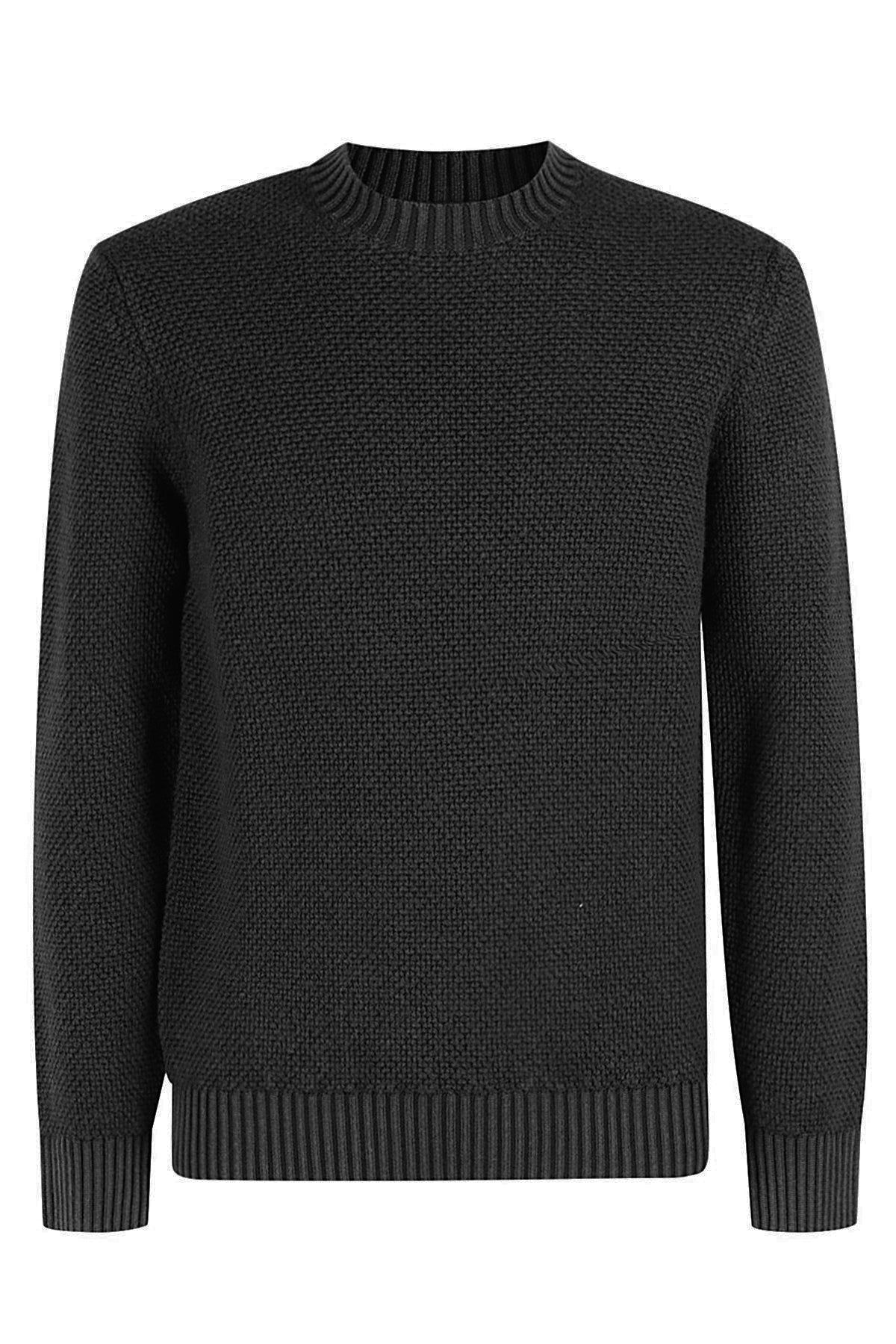 CIRCOLO 1901 - CN4624 Virgin Wool Chunky Roundneck Sweater in Black