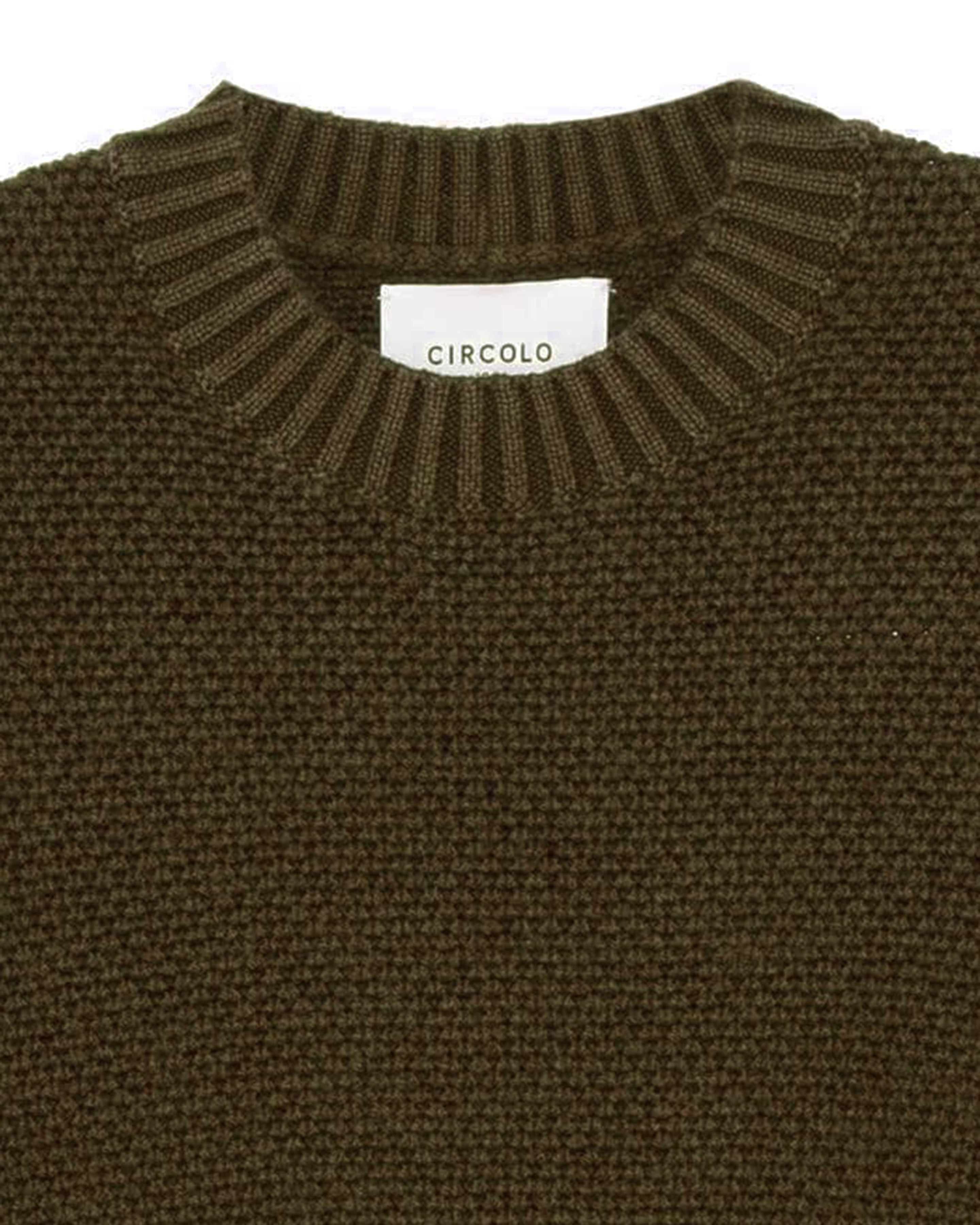 CIRCOLO 1901 - CN4624 Virgin Wool Chunky Roundneck Sweater in Laurel Brown