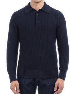 CIRCOLO 1901 - CN4636 Knitted Long Sleeve Polo in Navy Blue