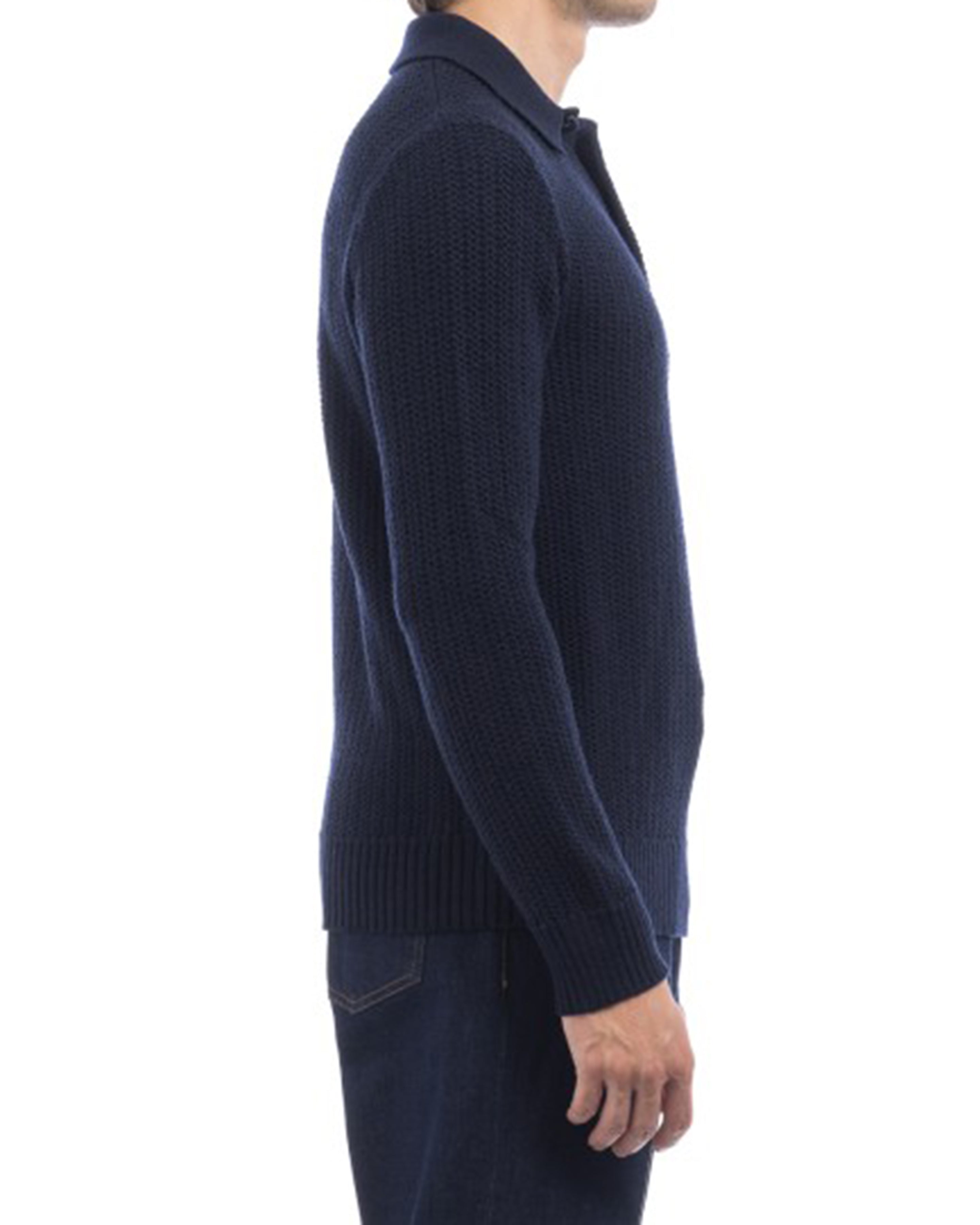 CIRCOLO 1901 - CN4636 Knitted Long Sleeve Polo in Navy Blue