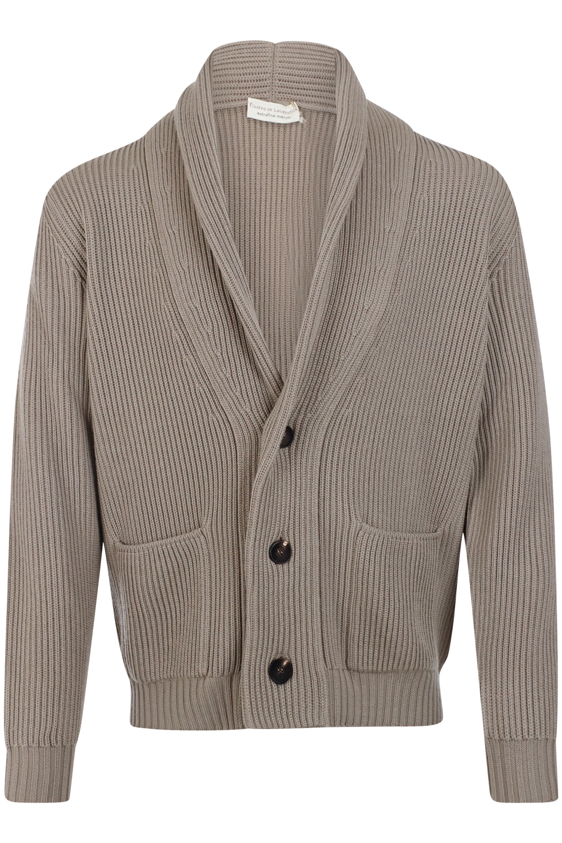 FILIPPO DE LAURENTIIS - Beige Chunky Shawl Neck Wool Cardigan CS3MLT WM71 925