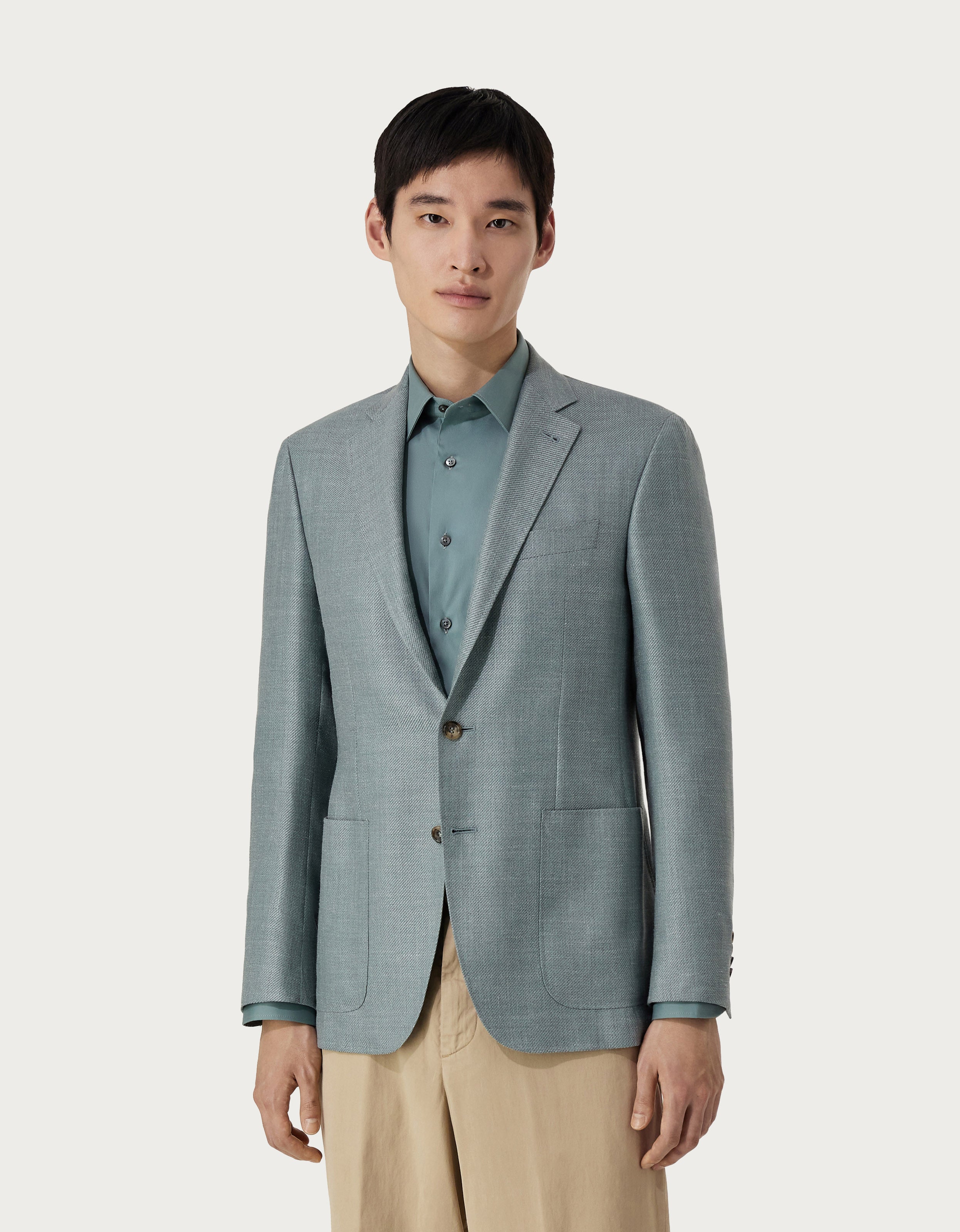 CANALI - KEI Blazer In Linen, Silk And Wool in Light Green 13275-CU05013-801