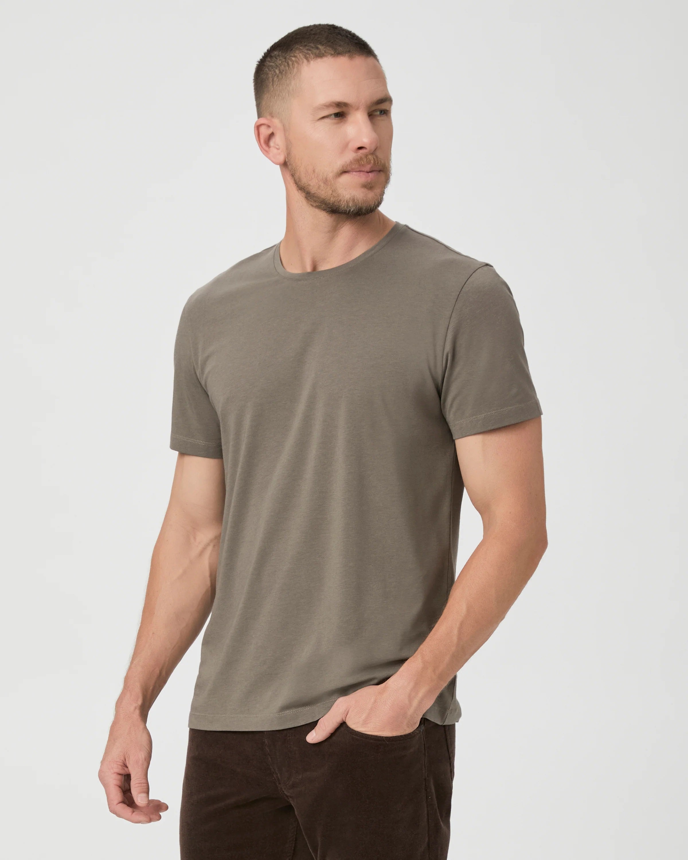 PAIGE - CASH Crew Neck Tee In CEDAR FOREST M689E12-B677