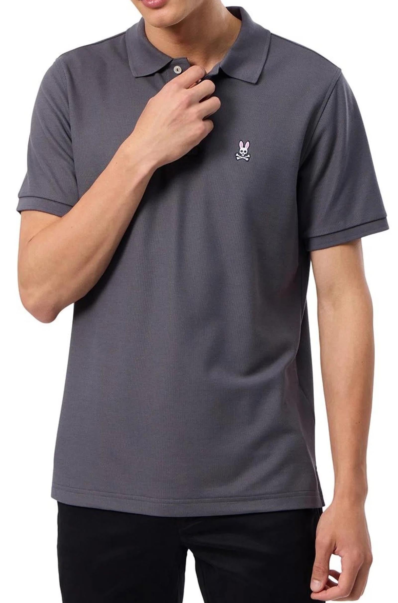 PSYCHO BUNNY - Classic Pique Polo Shirt In Blackened Pearl B6K001D200 BNP