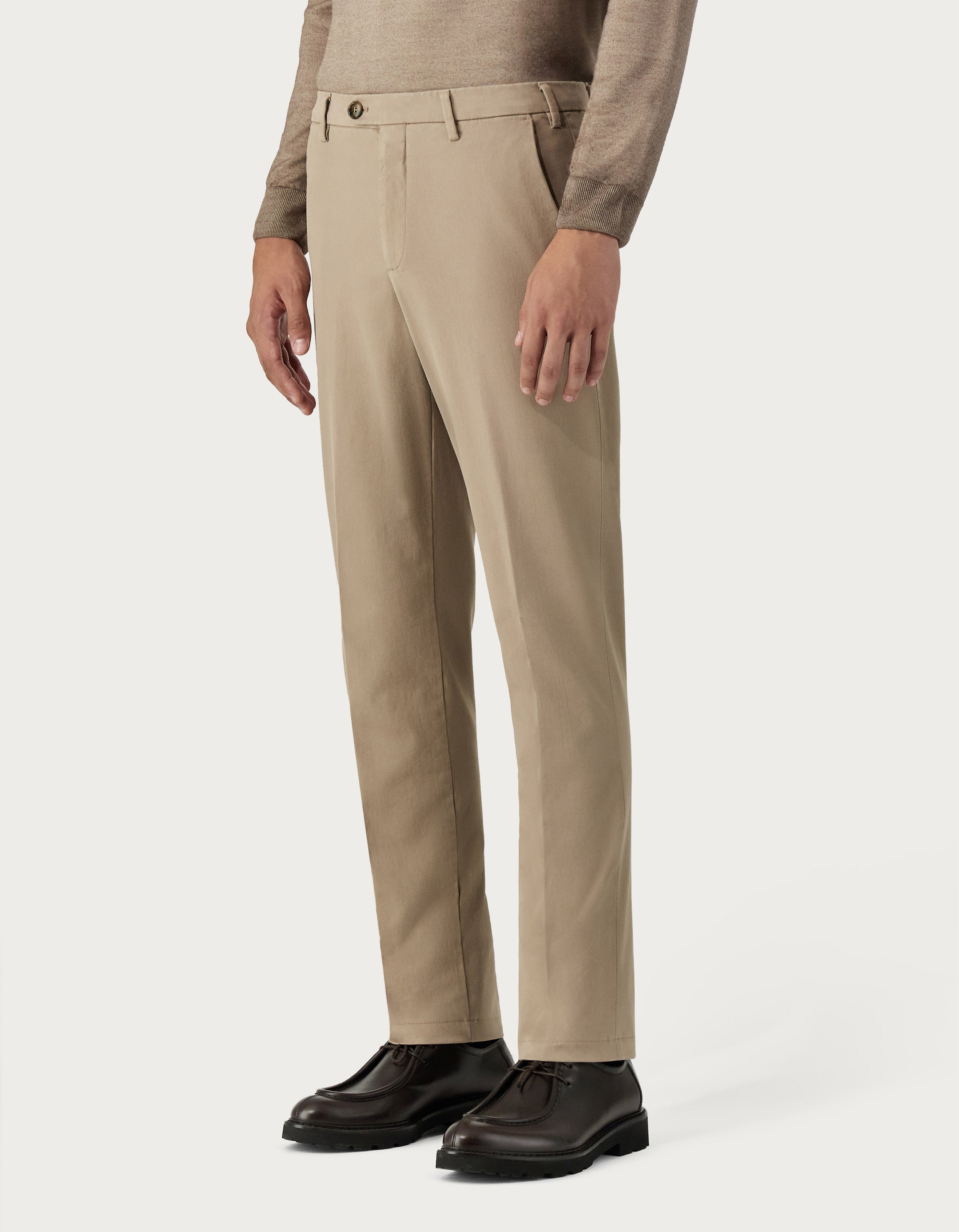 CANALI - Chinos In Garment-Dyed Light Brown Twill Cotton Stretch D91697-PT00417-715