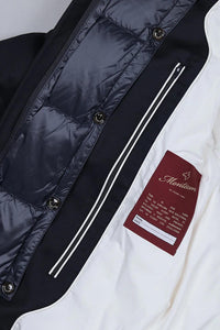 MONTECORE - Longline Hi-Tech Super 120's Fabric Down Padded Coat In Navy Blue F07MUCX505