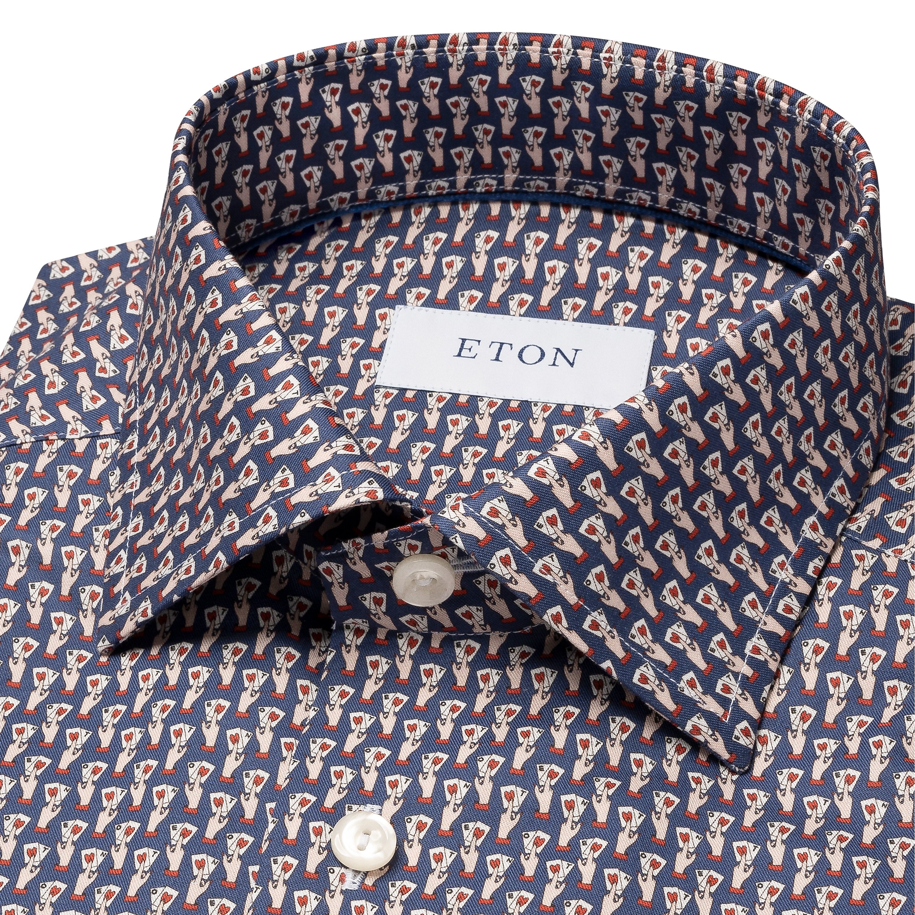 ETON - CONTEMPORARY FIT Dark Blue Signature Twill Shirt With Casino Print 10001256725