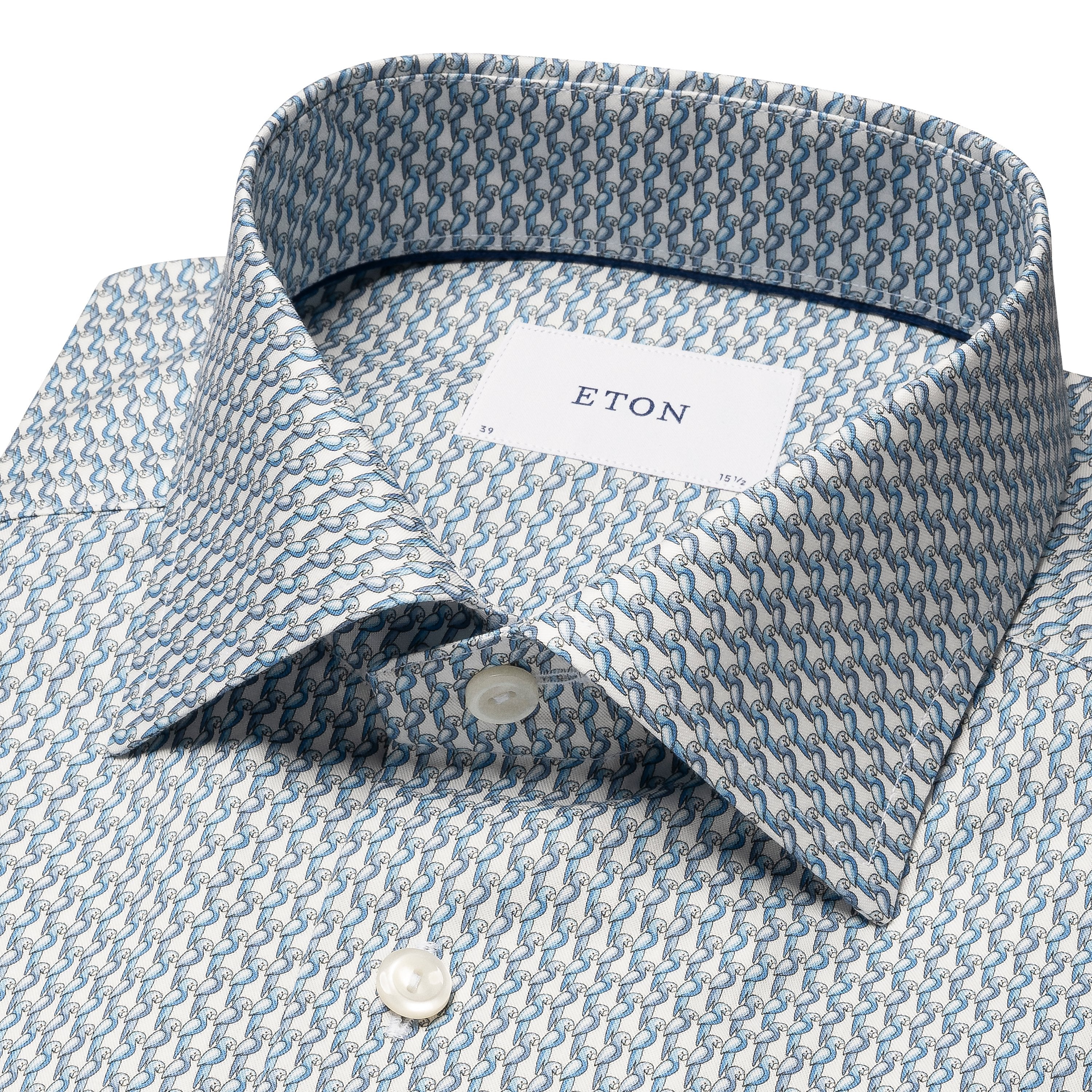 ETON - CONTEMPORARY FIT Parrot Print Signature Twill Shirt in Blue 10001362223