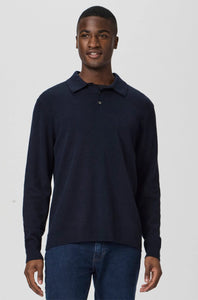 PAIGE - FINSBURY Knitted Long Sleeve Polo in DEEP ANCHOR M276O55-6781