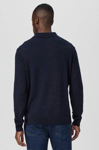 PAIGE - FINSBURY Knitted Long Sleeve Polo in DEEP ANCHOR M276O55-6781