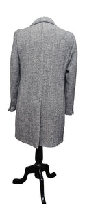 L.B.M 1911 - Grey Herringbone Overcoat in Wool Blend 7490/47503/1