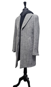 L.B.M 1911 - Grey Herringbone Overcoat in Wool Blend 7490/47503/1