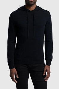 7 FOR ALL MANKIND - Black Cashmere Hoodie With Stitch Detail JSJM236LBK