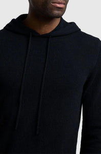 7 FOR ALL MANKIND - Black Cashmere Hoodie With Stitch Detail JSJM236LBK