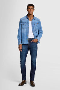 7 FOR ALL MANKIND - SLIMMY WAKING HOURS Lightweight Airweft Dark Blue Jeans JSMS83L0WA