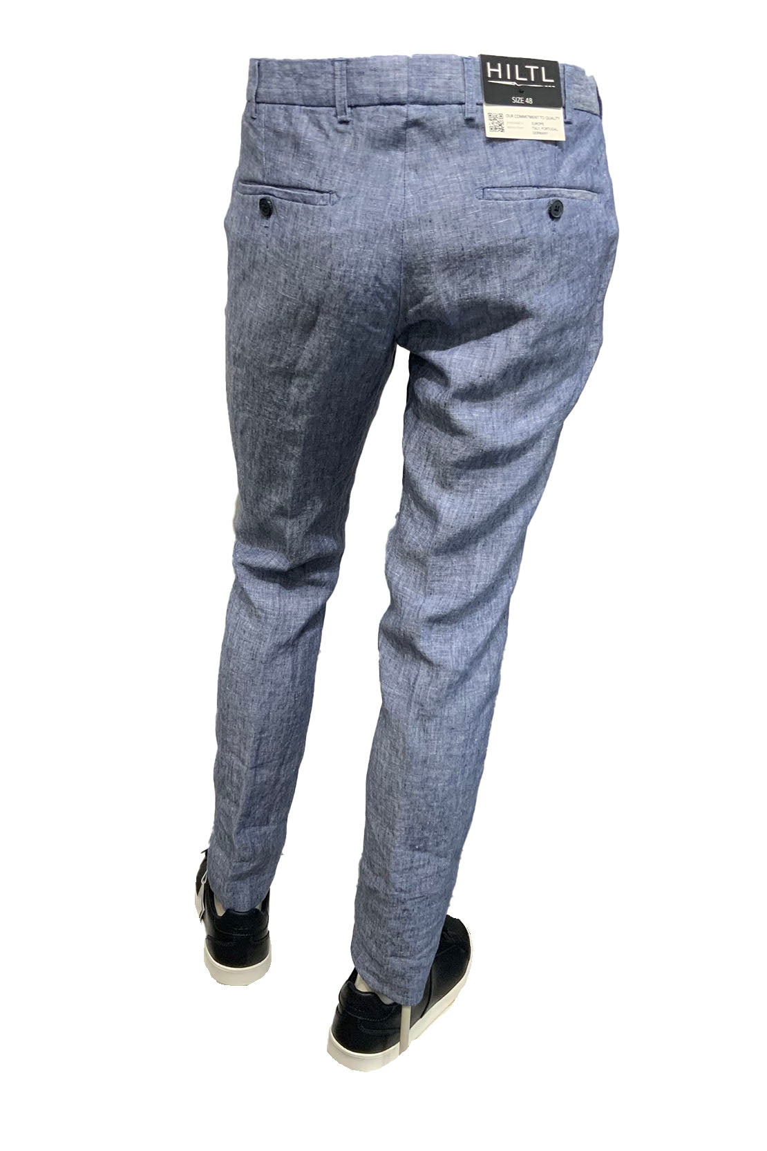 HILTL - TARENT Slim Fit Linen Trousers in Light Blue 53355/53600 46