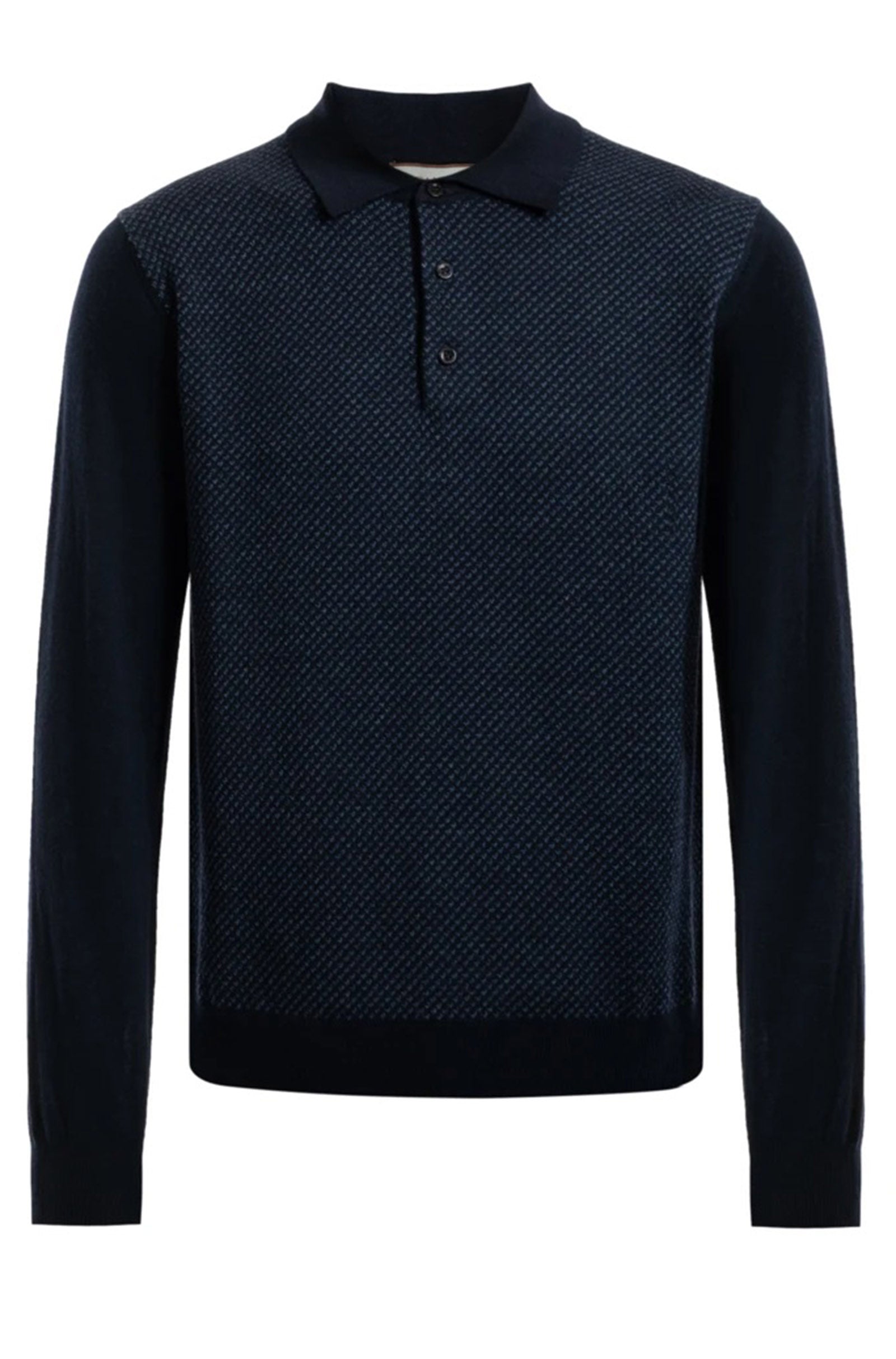 CANALI - Long Sleeve Knitted Polo In Dark Blue MK01959.300.C0017