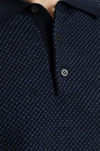 CANALI - Long Sleeve Knitted Polo In Dark Blue MK01959.300.C0017