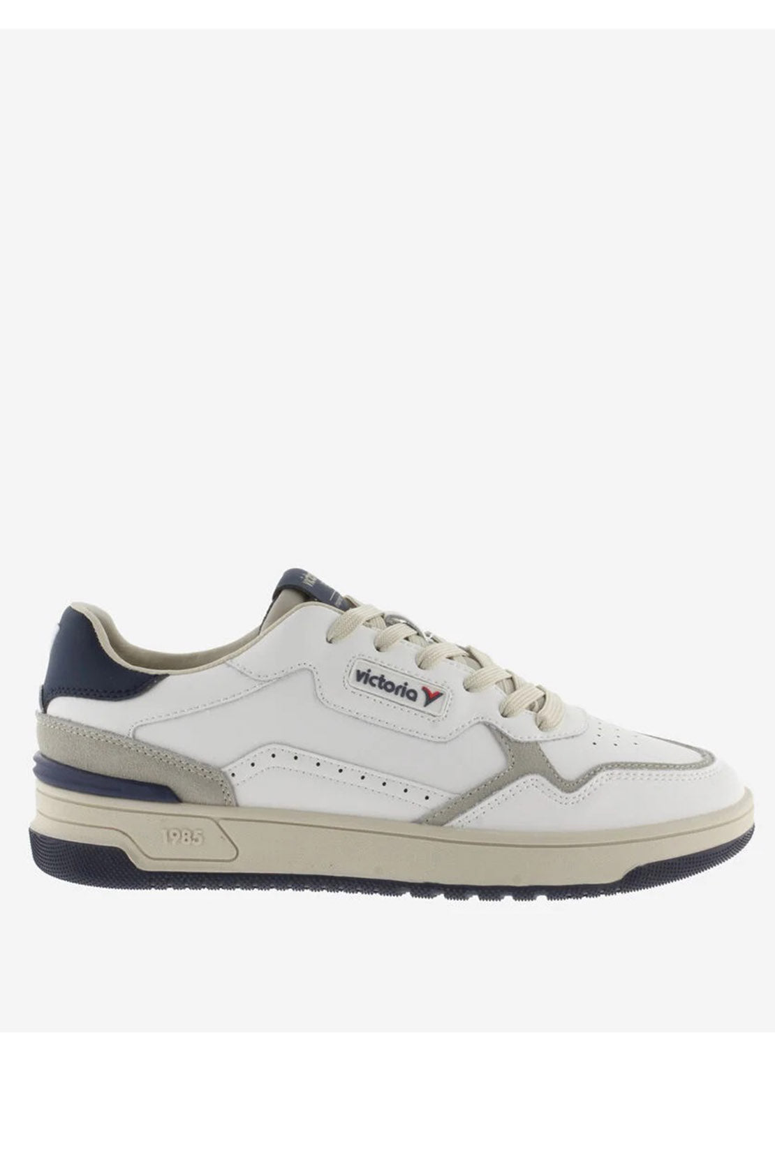 VICTORIA 1985 - C80 - Classic Leather Trainers in Marino Blue and Grey 8800119