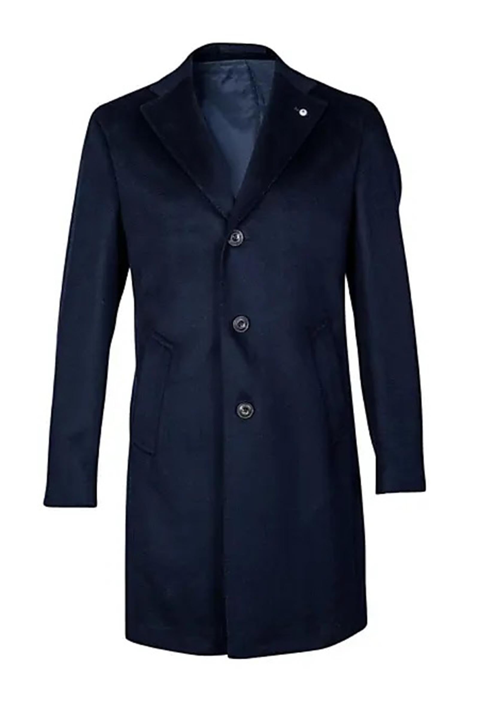 L.B.M 1911 - Navy Blue Wool and Cashmere Overcoat 7490/515/4