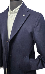 L.B.M 1911 - Navy Blue Wool and Cashmere Overcoat 7490/515/4