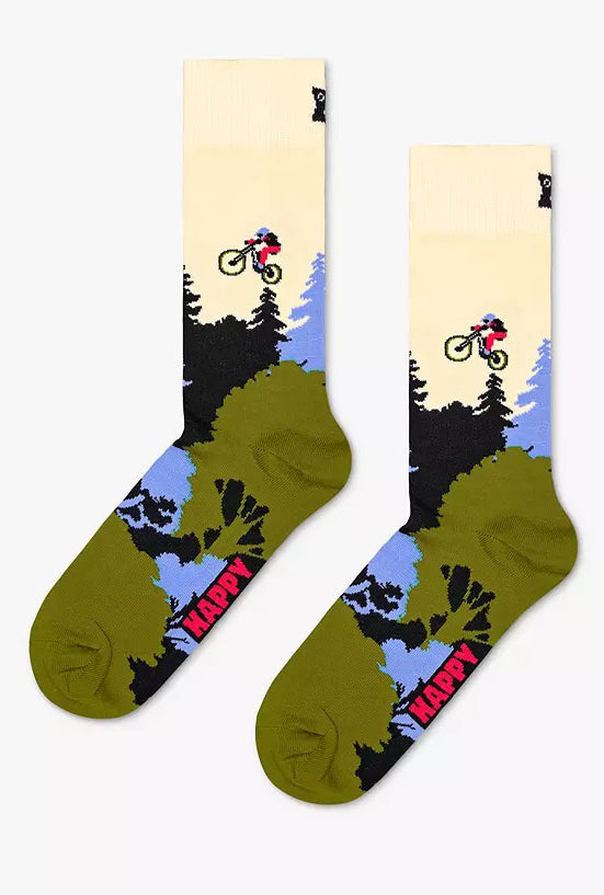 HAPPY SOCKS - Mountain Bike Socks in Cream - P002243