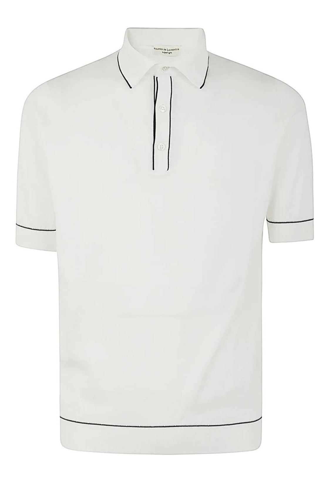 FILIPPO DE LAURENTIIS - White Knitted Polo Shirt With Trim In Superlight Cotton